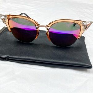 Fendi IRIDIA Sunglasses FF 0041/S Crystals Cat Eye Purple Maximalist